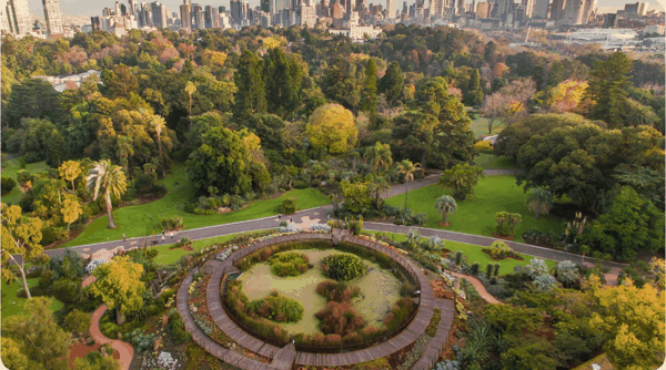 维多利亚皇家植物园(墨尔本)鸟瞰图 Aerial view of Royal Botanic.png